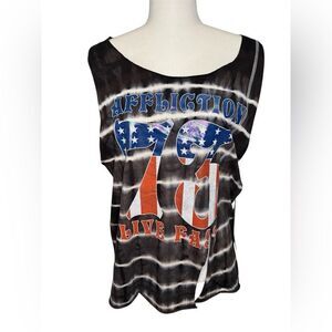 Affliction Women's Black and White Graphic Tank Top